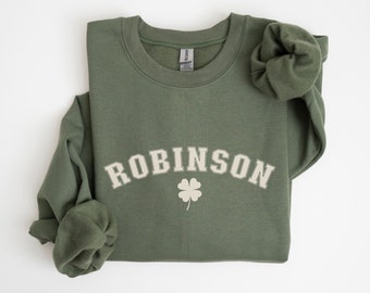 Custom Name Shirt St Patricks Day Hoodie Personalized Last Name Hooded SweatshirtIrish Shamrock Last Name Hoodie Personalized Name St Patty
