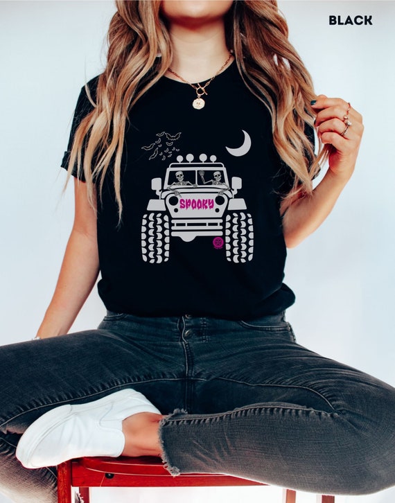 Halloween Off-Road Shirt Women offroad Tshirt Funny Adventure Tee Bat 4WD T-Shirt Women Witch Shirt 4 X 4 team Pumpkin Cute Feminist shirt