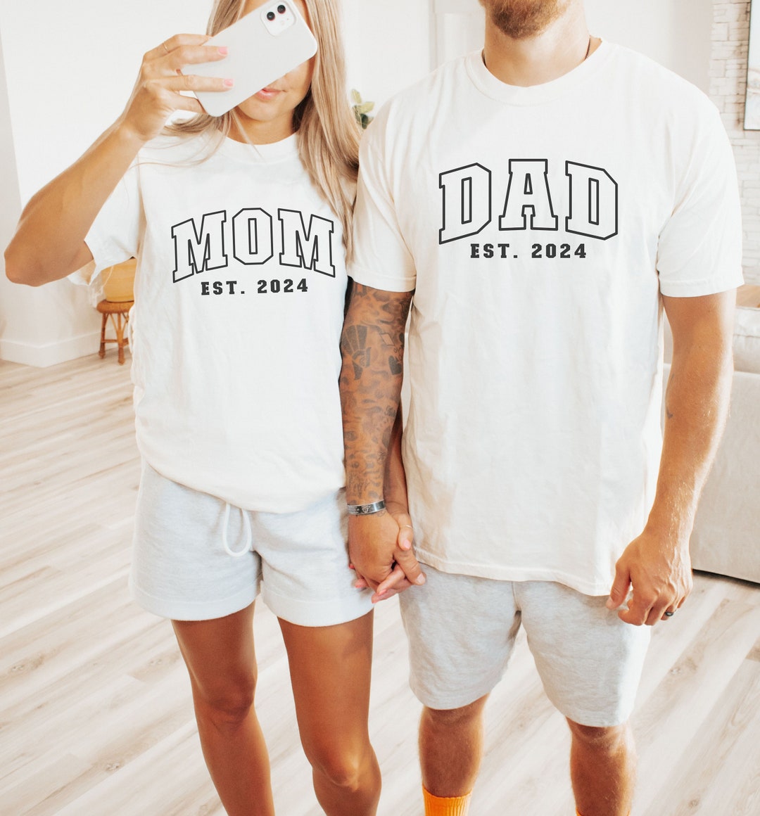 Mom Dad Matching Shirt Mama Dada Tshirt Pregnancy Announcement Dad to ...