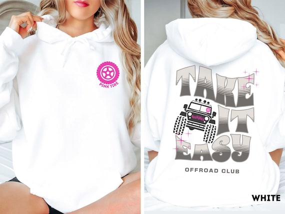 Pink Tire Offroad Take It Easy Hoodie Girl Power US Off Road 4WD Feminist Flag USA Off-Road lover Women Patriot Offroader Retro Vintage top