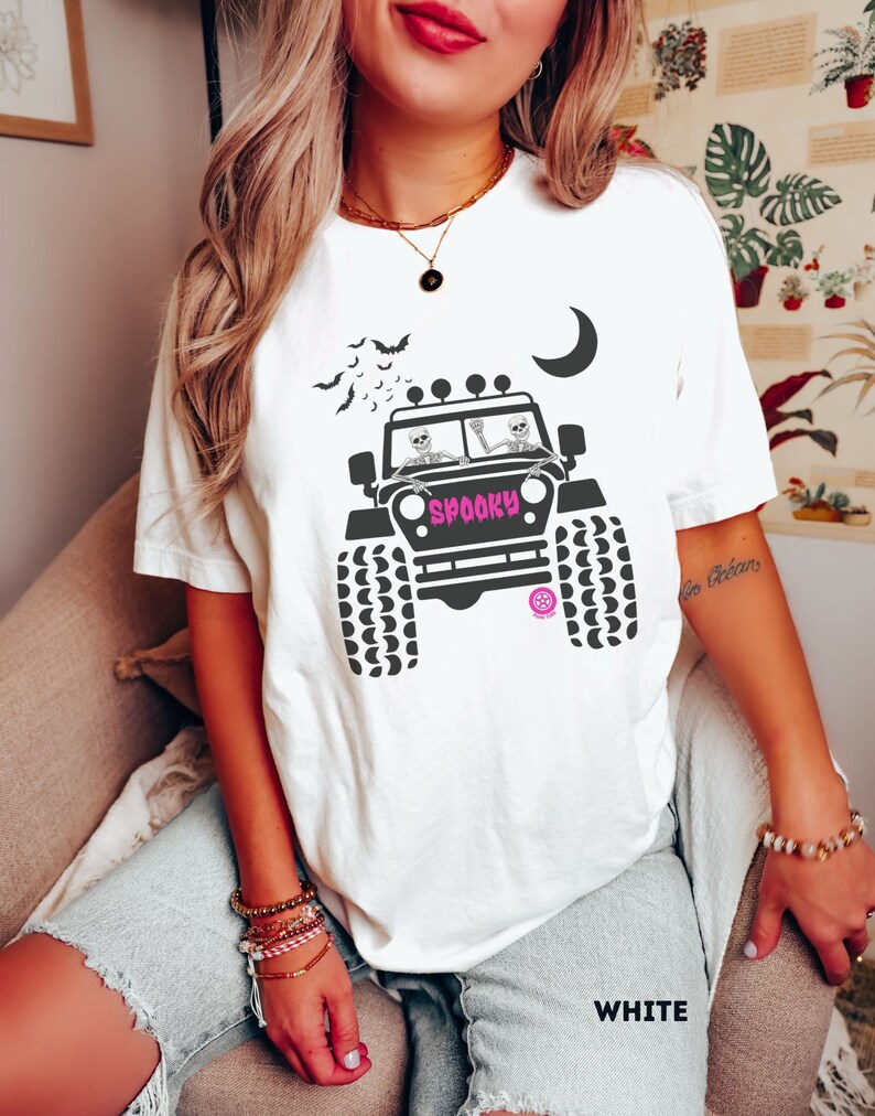 Halloween Off-Road Shirt Women offroad Tshirt Funny Adventure Tee Bat 4WD T-Shirt Women Witch Shirt 4 X 4 team Pumpkin Cute Feminist shirt image 3