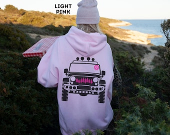 Offroad Hoodie Girl Power Gift Mom US Offroad 4WD Sweatshirt Feminist Flag USA Off Road for Women Patriot Off-Road lover Front Back Printed