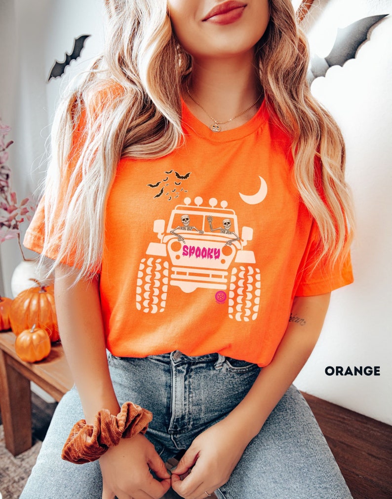Halloween Off-Road Shirt Women offroad Tshirt Funny Adventure Tee Bat 4WD T-Shirt Women Witch Shirt 4 X 4 team Pumpkin Cute Feminist shirt image 2