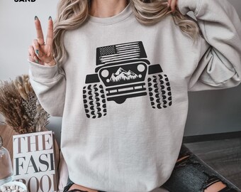 Offroad sweatshirt, OUSA Flag sweatshirt, US Offroad, 4WD offroad shirt, Amarican Flag, 4wd Flag Usa, Offroad for Women, Offroad lover gift