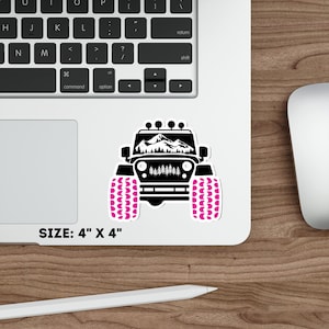 Pink Tire Die Cut Stickers For Offroad Lovers Decorate Off-Road Vehicle Indoor Outdoor Sticker Water Resistant Vinyl Off Road Decal for Cars