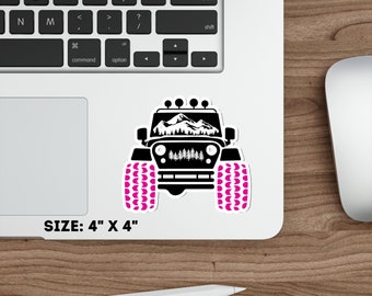 Pink Tire Die Cut Stickers For Offroad Lovers Decorate Off-Road Vehicle Indoor Outdoor Sticker Water Resistant Vinyl Off Road Decal for Cars