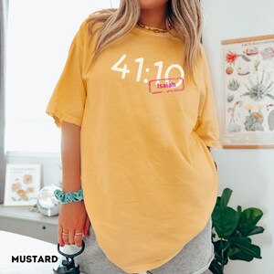 Colores cómodos Camisa minimalista Biblia rosa Camiseta de moda Regalo para camisa cristiana Isaías 41 10 Camiseta Camisa religiosa de gran tamaño de moda Mustard