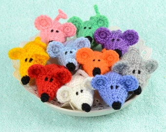 Small mouse toy Little crochet mice Rainbow kids amigurumi Montessori toy Knit animal Kawaii plush Educational soft toy