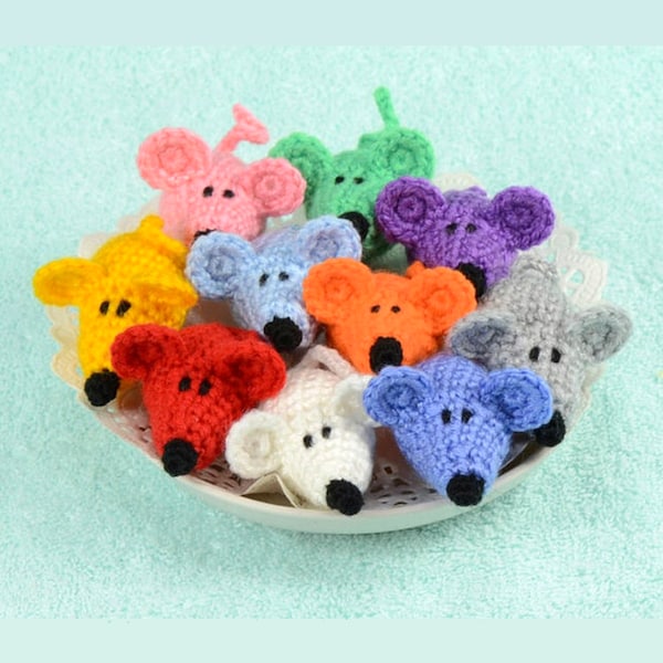 Small mouse toy Little crochet mice Rainbow kids amigurumi Montessori toy Knit animal Kawaii plush Educational soft toy