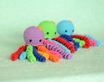 Octopus baby toy Crochet sea animal Preemie doll  Jellyfish amigurumi First gift baby