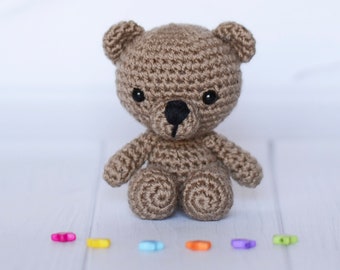 Bear cute stuffed animal Little plush soft toy Crochet play doll Amigurumi pack