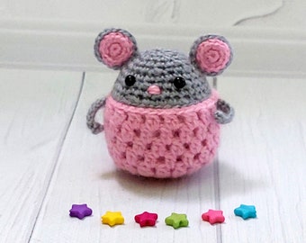 Small stuffed mouse Cute car hanging accessories Kawaii crochet plush
