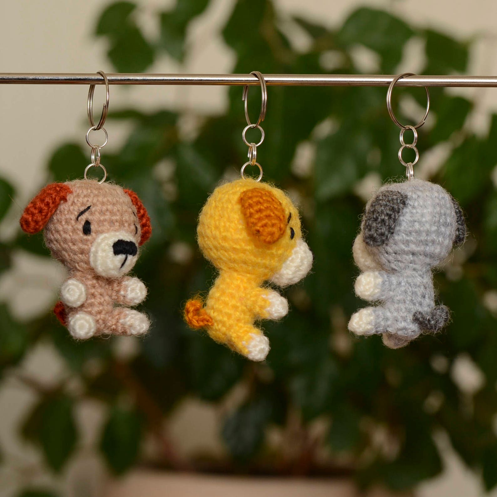 Dog Keychain Crochet Little Puppy Toy Animal Amigurumi Keyring Etsy