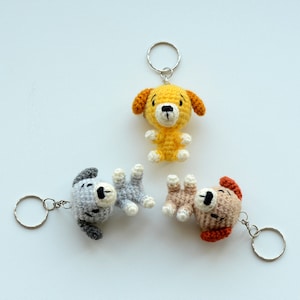 Little crochet puppy Amigurumi dog keychain Mini toy keyring Small knit animal Tiny plush dog