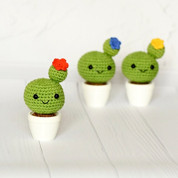 Ser gehkelter Kaktus Kleine Pflanze Mini Topf Kawaii Plsch Amigurumi  Sukkulente Decor Bro - Etsy.de