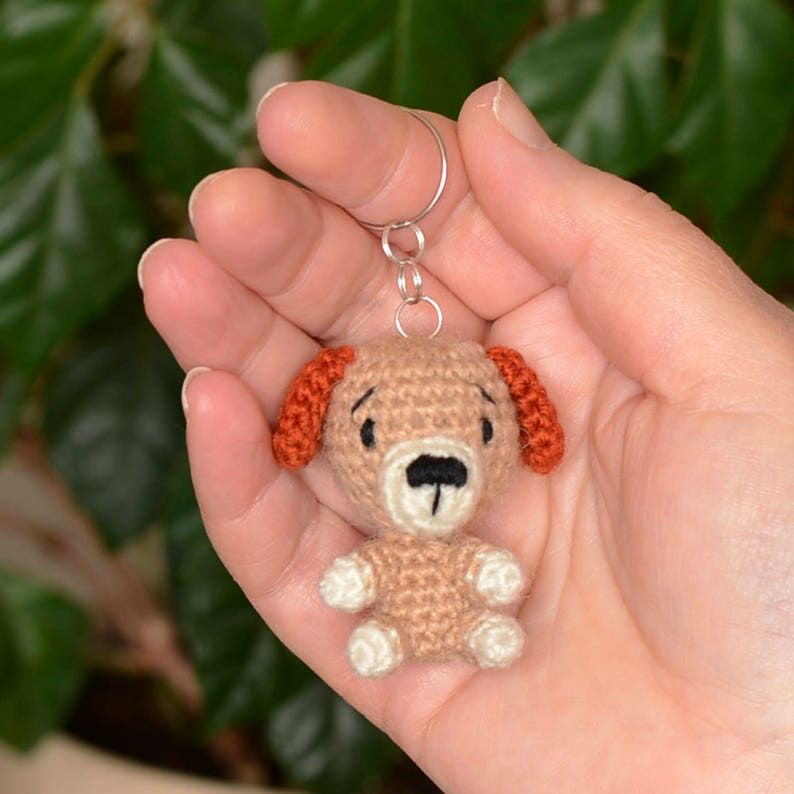 Dog Keychain Crochet Little Puppy Toy Animal Amigurumi Keyring Etsy