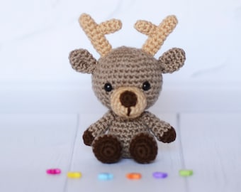 Moose little stuffed animal Deer amigurumi Toddler plush soft toy Cute desk buddy Funny play doll Christmas elk gift