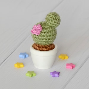 Crochet cactus Mini knit plant Amigurumi tiny cactus  Desk plant decor Cute office gift Artificial succulent Plush toy