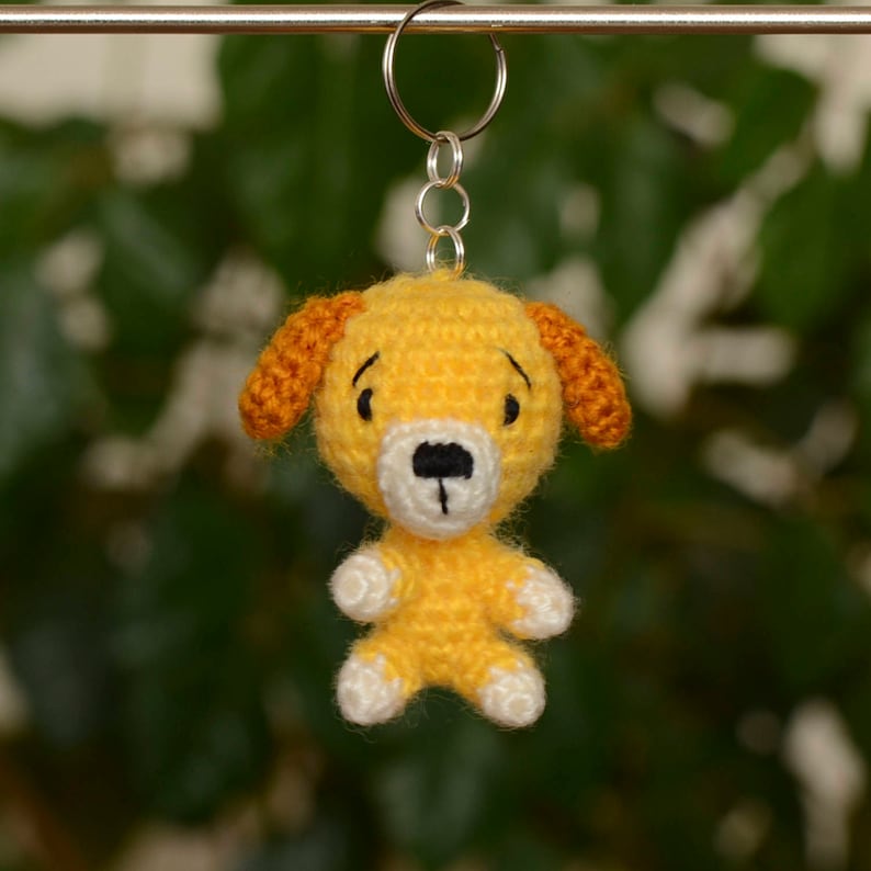 Dog Keychain Crochet Little Puppy Toy Animal Amigurumi Keyring Etsy