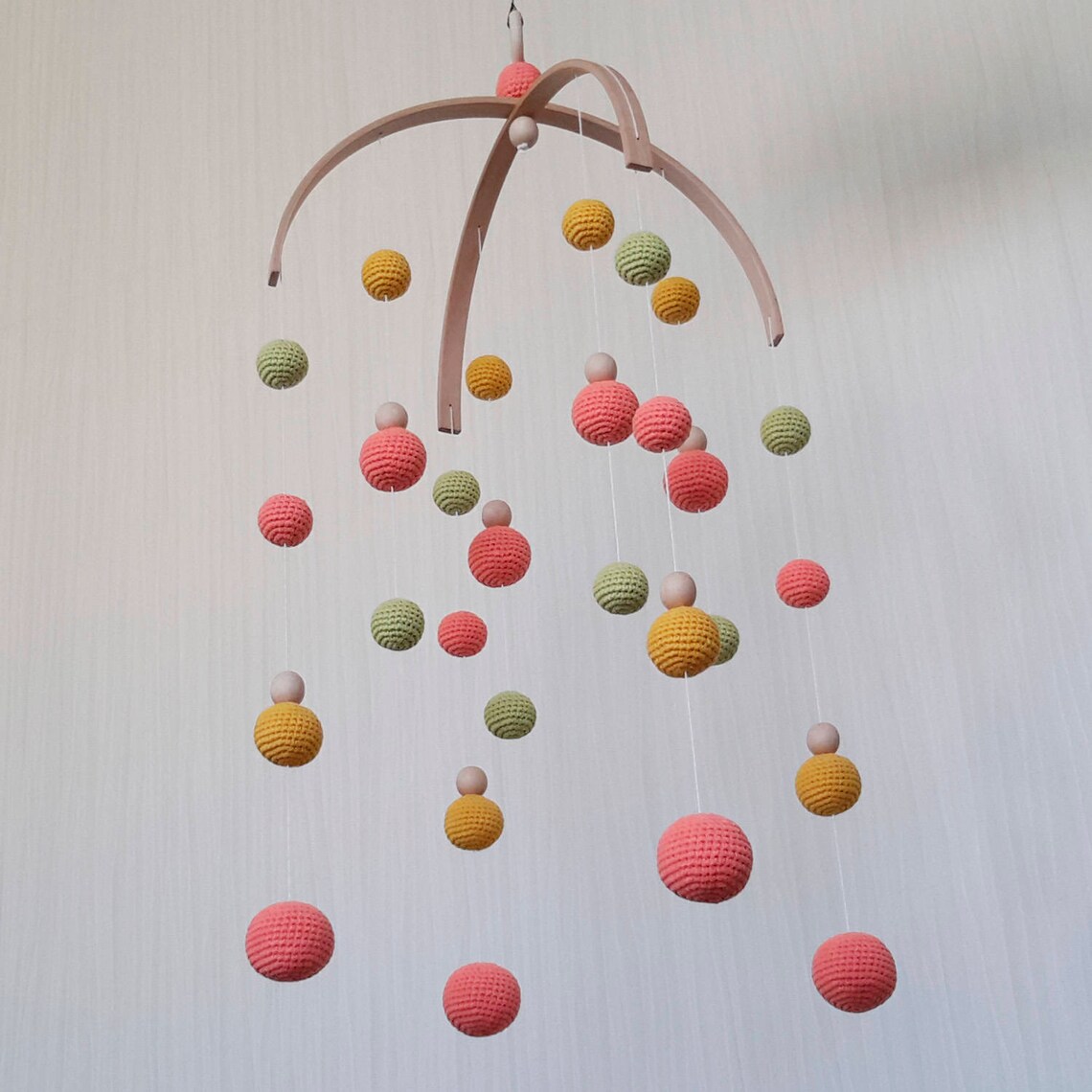 Ceiling mobile Baby mobile hanging Crochet balls Nursery Etsy