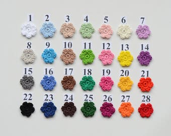 Small crochet flower Multicolored flowers Applique flower Crochet applique Scrapbooking flower Mini crochet flowers Crochet motif, 5 pcs