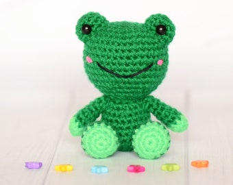 Frog cute stuffed animal Little plush soft toy Kawaii crochet plush Amigurumi pack Kids room decor