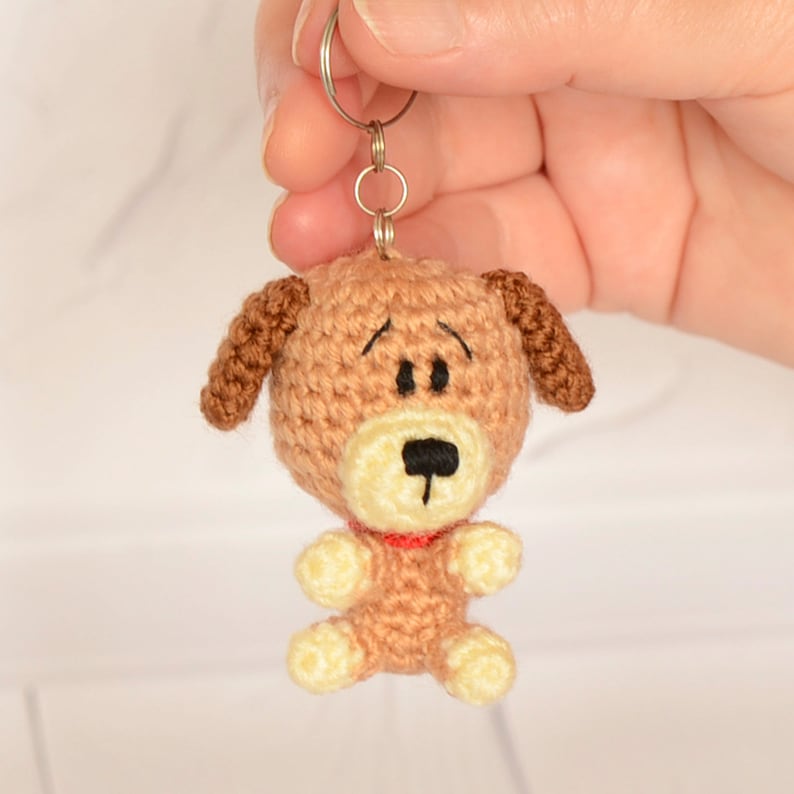 Plush dog keychain Crochet animal Puppy toy Amigurumi Little Etsy