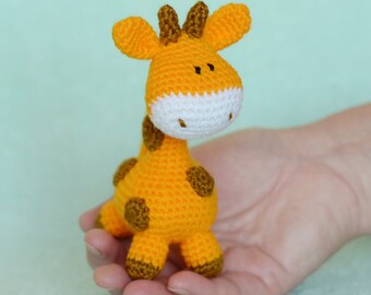 Stuffed animal giraffe Toddler plush soft giraffe Crochet toy baby animal Amigurumi doll kids