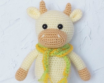 Bull Stuffed animal Cute plush cow Amigurumi bull toy Goby crochet doll Kids interior