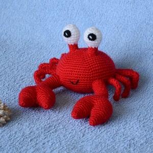 Crochet crab Amigurumi ocean toy Stuffed animal Red crab Sea creature Plush soft toy Knitted doll decor Nautical baby toy