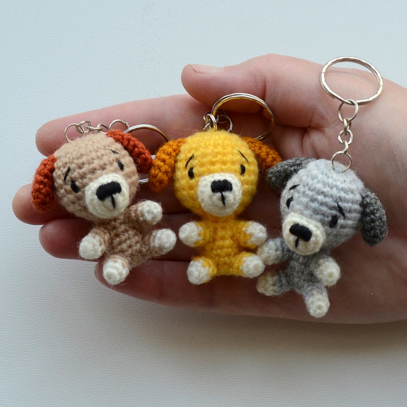 Kleine häkeln Welpen Amigurumi Hund Schlüsselanhänger Mini Etsy