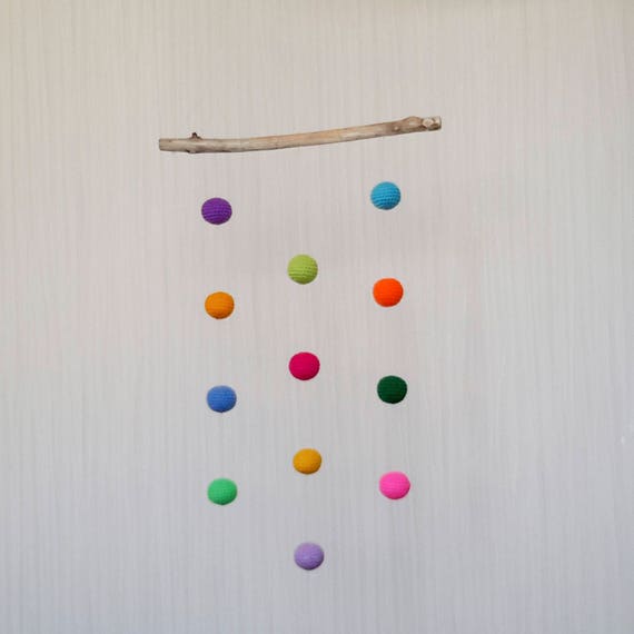 Ball Wall Hanging Baby Mobile Crochet Rainbow Baby Shower Etsy