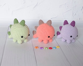 Dinosaur Crochet Plush: Small Soft Dino, Handmade Stuffed Dragon