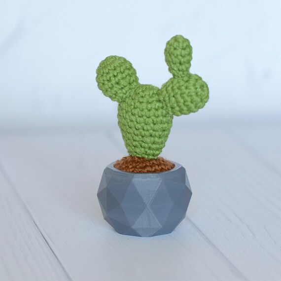 Crochet Cactus Knit Plant Amigurumi Succulent Fake Desk Plant Etsy