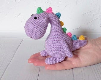 Dinosaur Stuffed animal Cute rainbow dino Amigurumi plush toy Dragon crochet Kids room decor