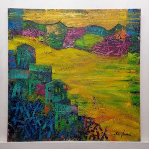 Painting Abstract Landscape Oil on board Cm50x50 Home decor art Home wall decoration Painter CarloDeLorenzo