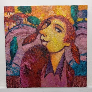 Furnishing complement Wall painting Decorative furniture Picture Painting Figure Landscape Oil on canvas Cm30x30 Painter CarloDeLorenzo