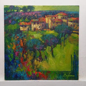 Oil Painting Landscape on Wood 30x30 cm Gift Idea Italian Art Home Decor Wall Decoration