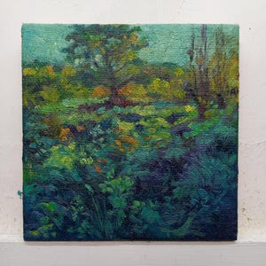 Landscape Oil Painting on Board 20x20 cm Gift Idea Furnishing Accessory