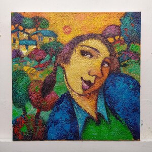 Painting Landscape Figure Oil on canvas Cm30x30 Italian modern art Gift idea Home decor Painter CarloDeLorenzo