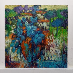 Oil Painting on Board Landscape Flowers Trees Oil Painting Cm30x30 Painter CarloDeLorenzo