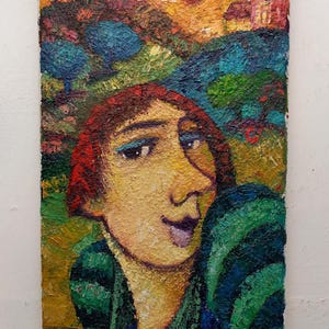 Oil Painting on Canvas Cm20x40 Landscape Figure Modern Art Home Decor Wall Decoration