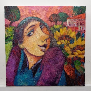 Oil Painting on Canvas Cm30x30 Landscape Figure Furnishing Accessory Home Furnishing Modern Art Landscape Painting
