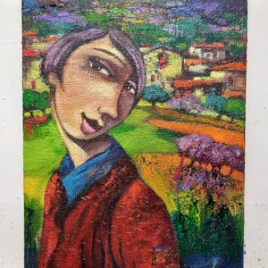 Painting Landscape Figure Oil on canvas Cm25x35 Wall painting Modern Italian art Painter CarloDeLorenzo