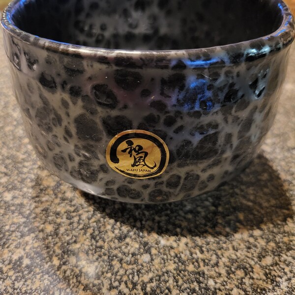 Chawan Japanese Tea bowl Black Yuteki Made in Japan