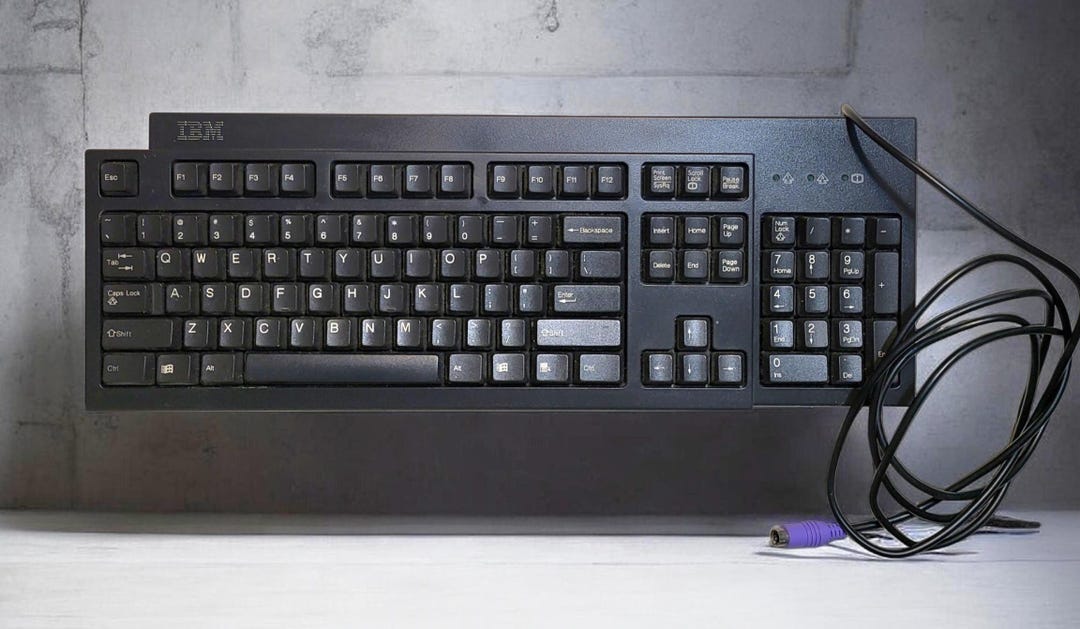 Vintage IBM KB-9910 K Keyboard -black & Silver Retro Tech -PS/2 Wired ...