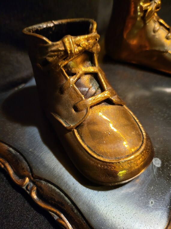 1950s Shiny Bright 6個セット & 1960s 11個セット Vintage Metal Set Bronze Baby Shoes, 9