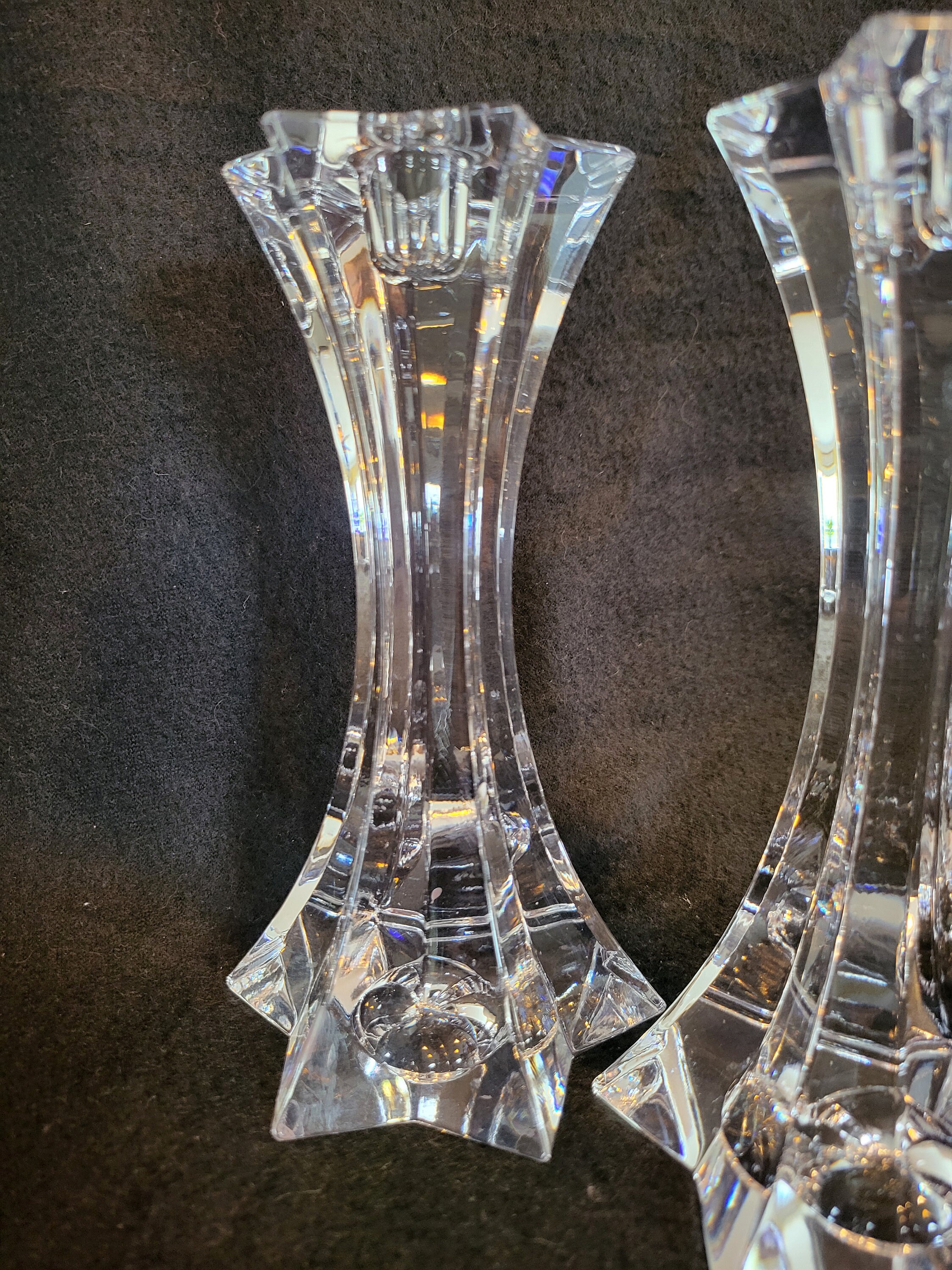 Vintage Mikasa Crystal Candlestick Set of 2 Lead Crystal Art Deco Style ...