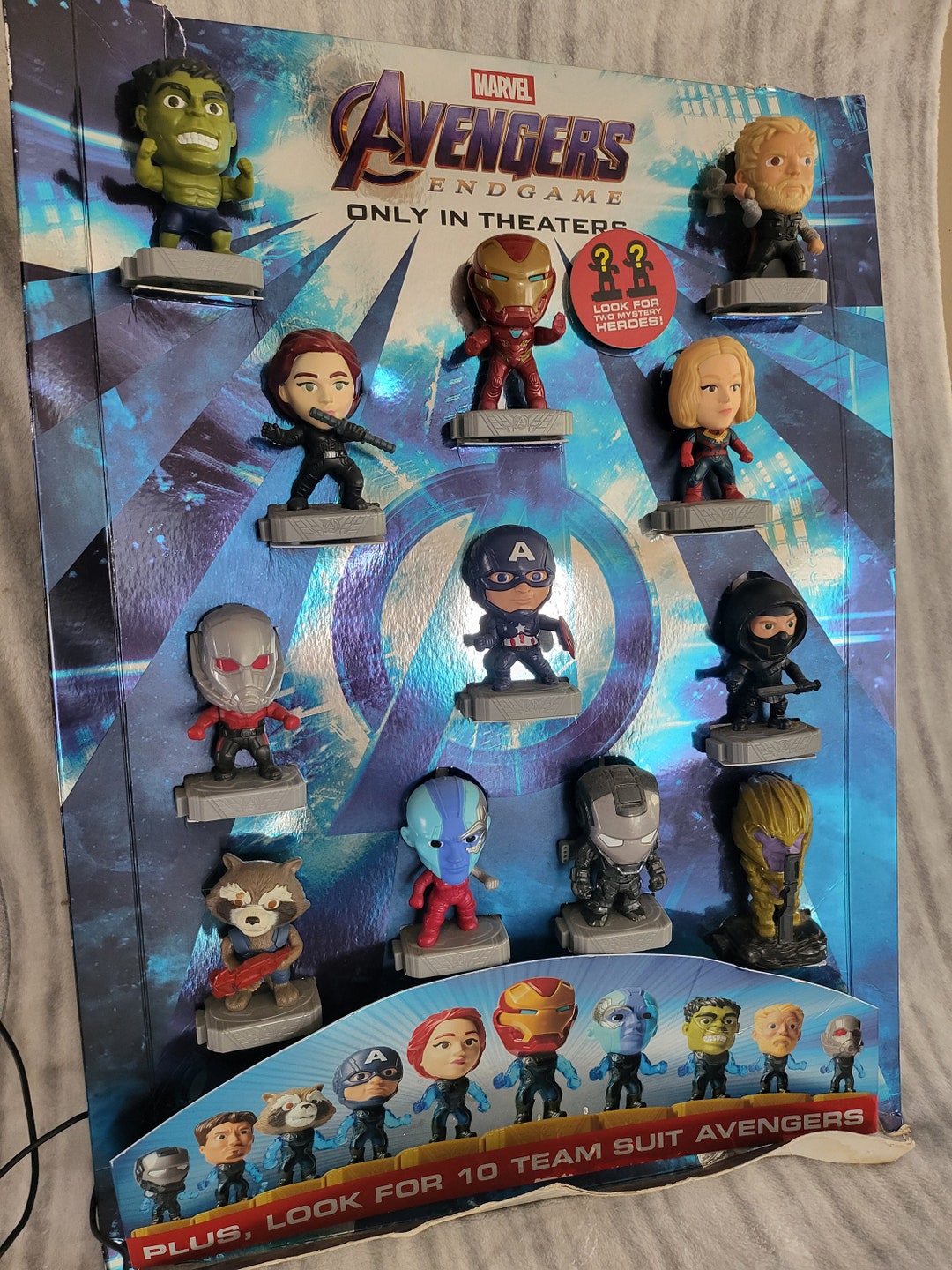 Mcdonald's MARVEL Avengers Endgame 2019 Happy Meal Toys Display 12  Rare Find!