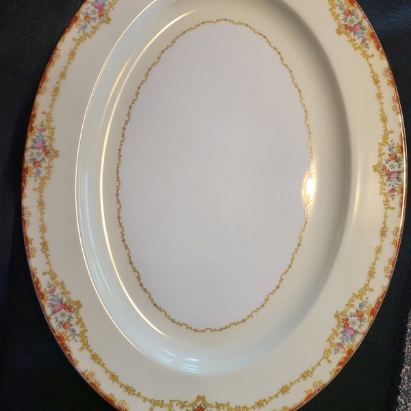 NORITAKE China Dubarry  Oval 16” Serving Platter Made In Japan. Add a vintage touch to your Thanksgiving Table or Vintage Wedding!